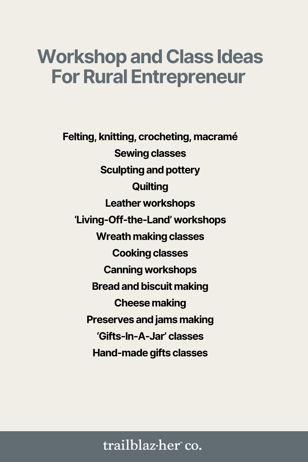 Workshop and class ideas for rural business owners